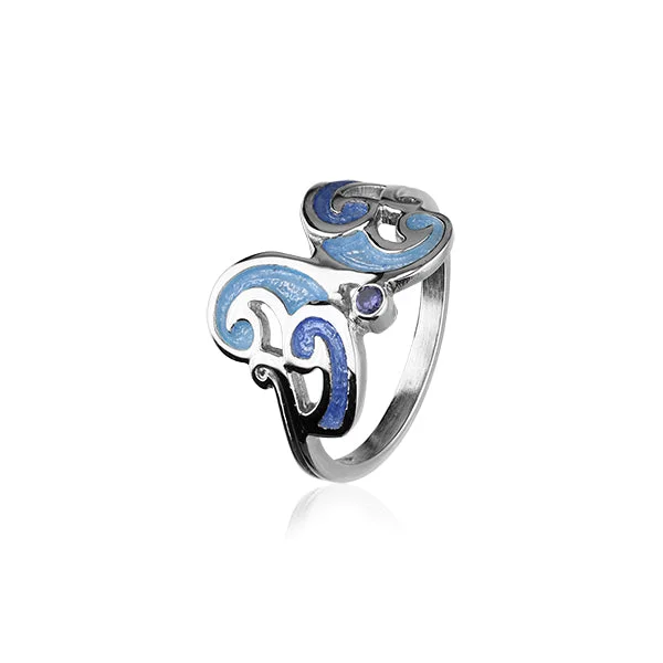 Beaded charm rings-New Dawn Silver Ring ECR3