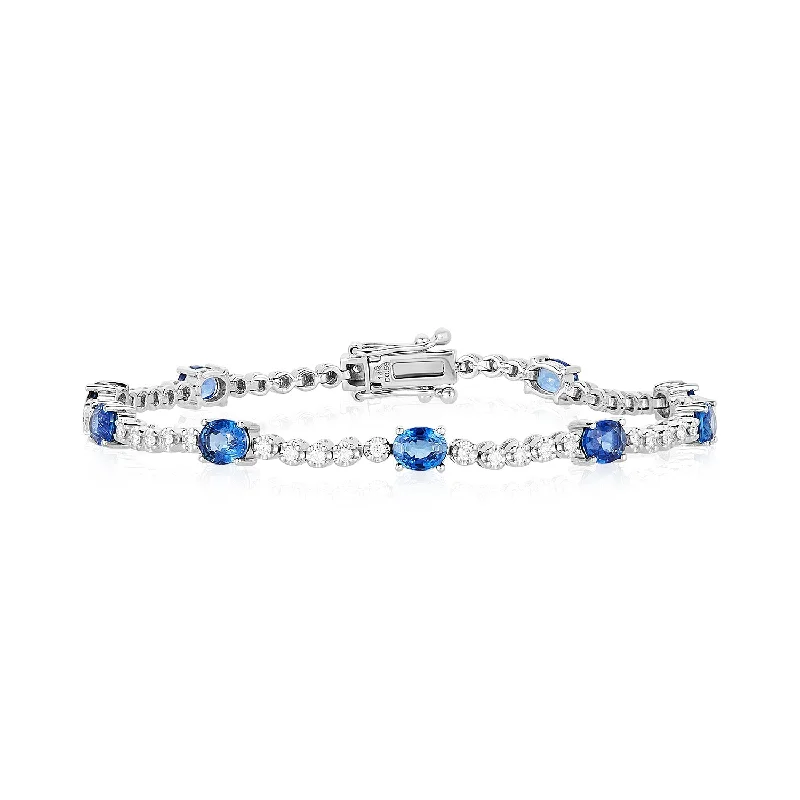 Birch grain bangles-Sapphire and Diamond Tennis Bracelet