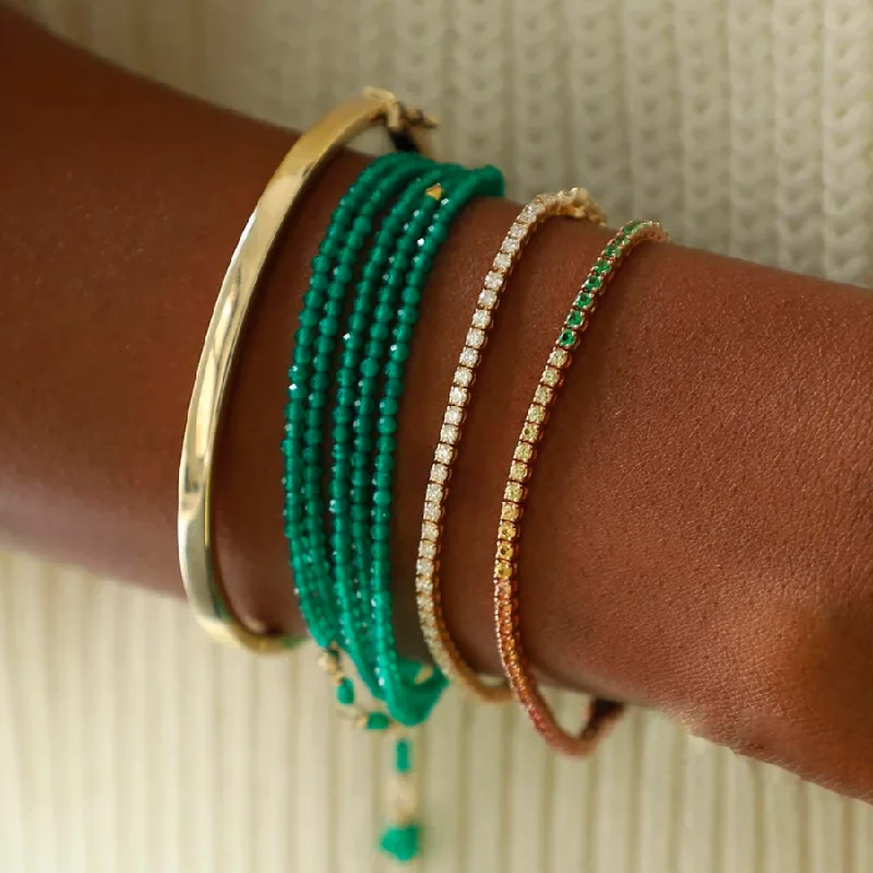 Fine cord bangles-Green Onyx Wrap Bracelet