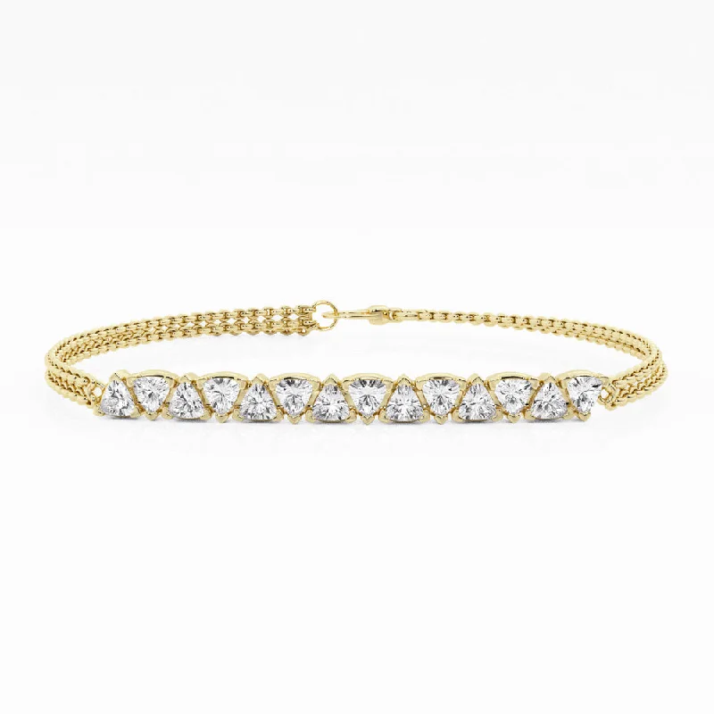 Wide geometric bangles-Romancing Trillion Chain Bracelet