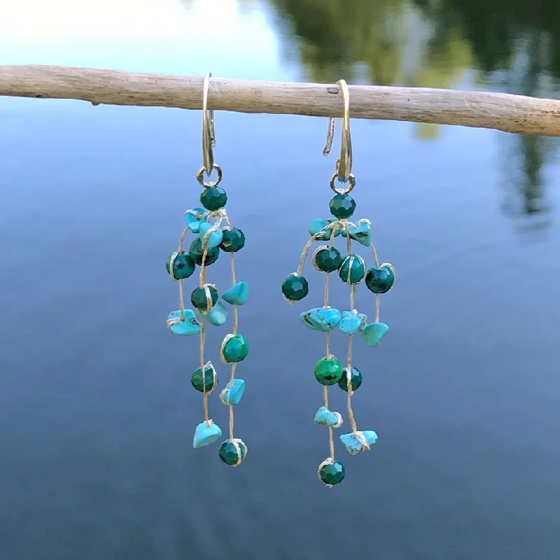 Tiny wing earrings-Floating Earrings - Turquoise, Thailand