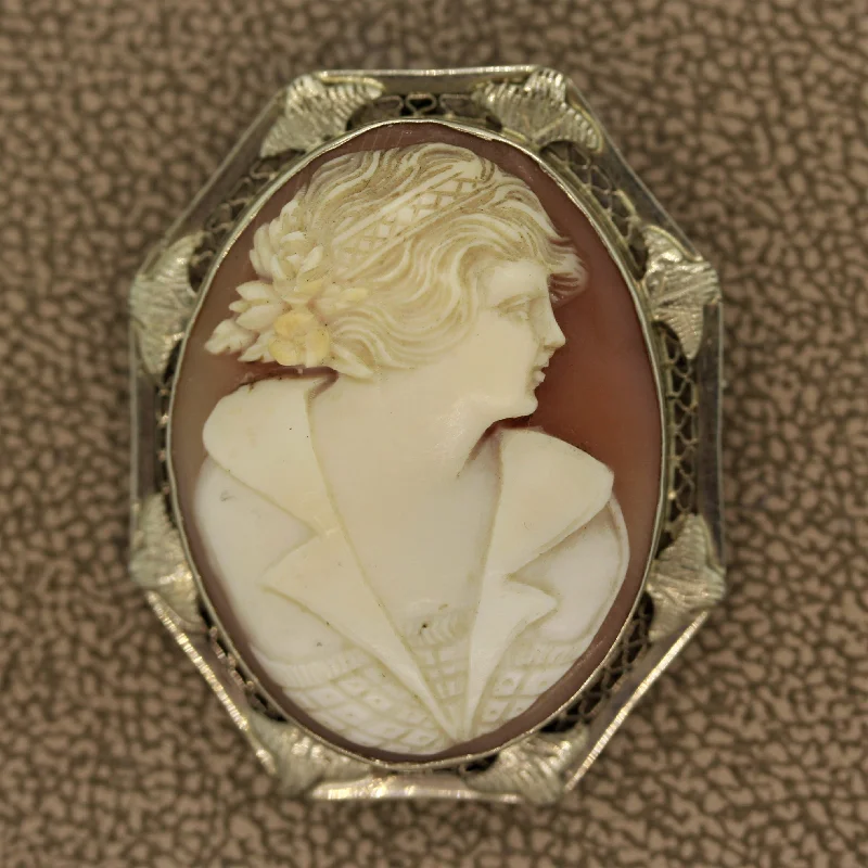 Morganite stone brooch-Antique Agate Cameo Gold Pendant-Brooch