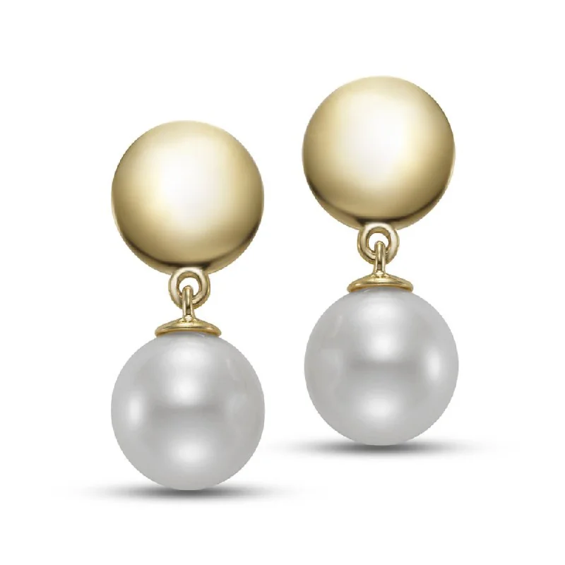 Vintage clip earrings-14k Gold Pearl Drop Earrings