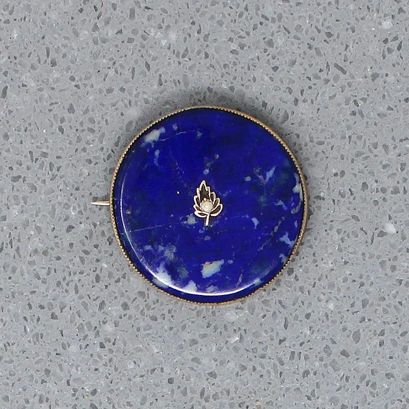 Pure form brooch-Sweet Little Sodalite Brooch in Gold Bezel