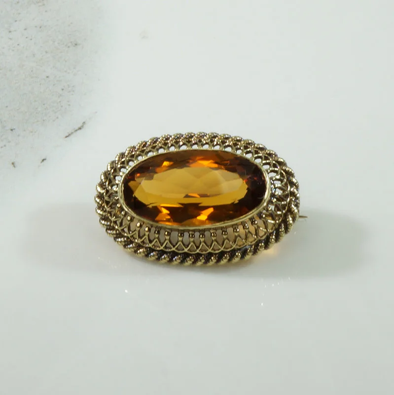 Antique charm brooch-Madeira Citrine Antique Gold Brooch