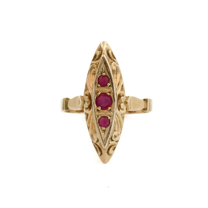 Turquoise gem rings-Antique Ruby 14k Gold Ring