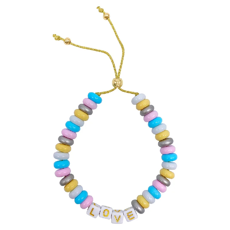 Retro charm bangles-Pastel Donut Bead "Love" Bracelet