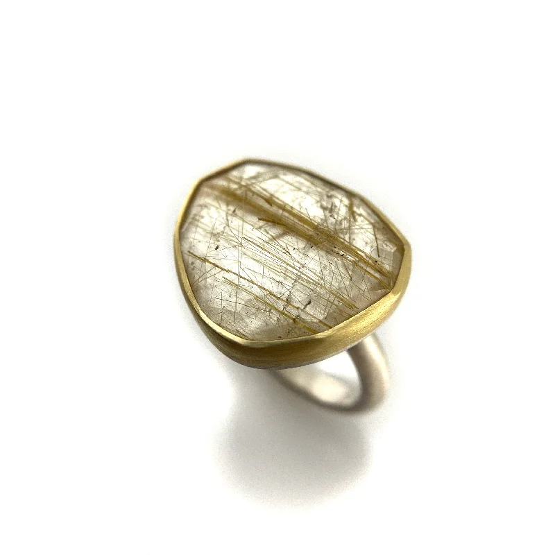 Bamboo style rings-Rutilated Quartz Ring