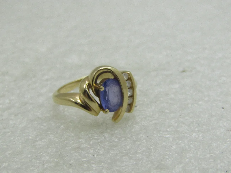 Spinel cut rings-18kt Tanzanite Diamond ring, Sz. 5.5, Art Deco to Mod Themed, Signed SGS,