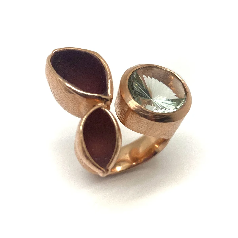 Etched name rings-Prasiolite Rose Gold Ring