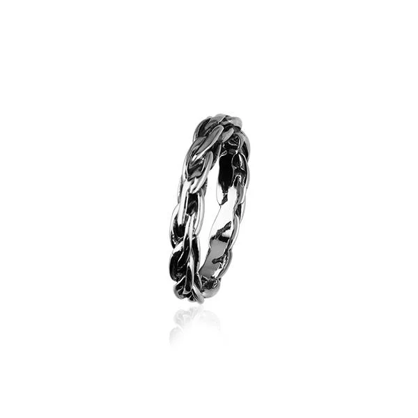 Bear motif rings-Sterling Silver Ring Oxidised with Pattern R82