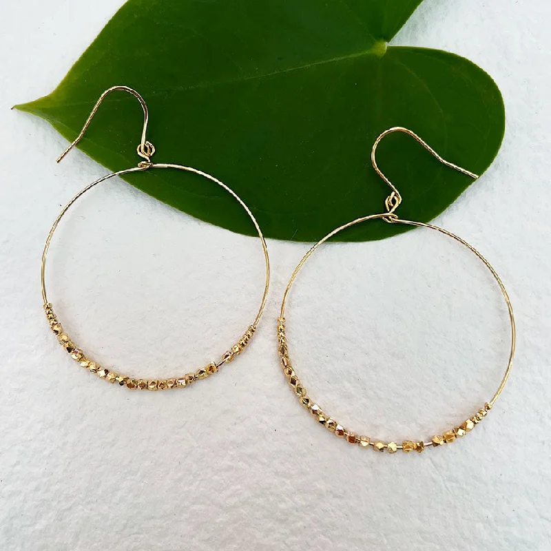 Bead weave earrings-Self Worth Hoops - Gold, India