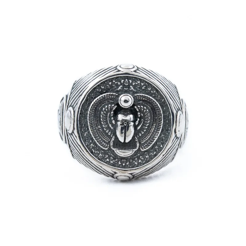 Sleek rose rings-Silver Scarab Signet