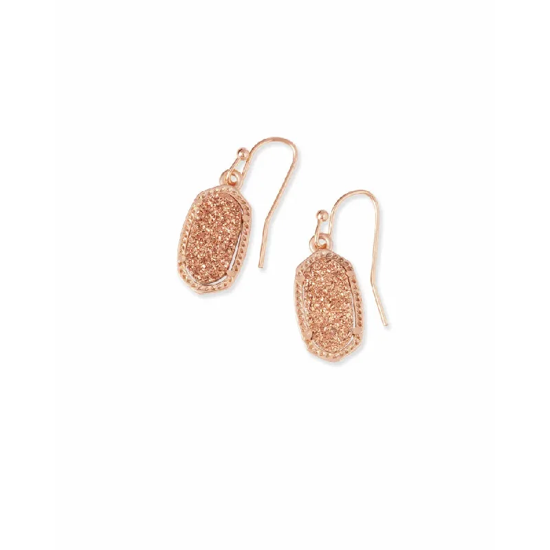 Thick cuff earrings-Kendra Scott Lee Rose Gold Drop Earrings in Rose Gold Drusy