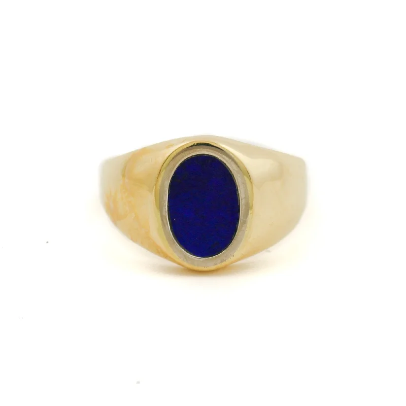 Gem stack rings-18K Gold x Lapis Signet Ring