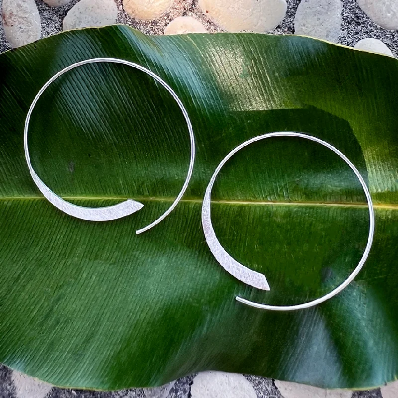 Light wood earrings-Misty Moonlight Hoop Earrings - Sterling Silver, Indonesia