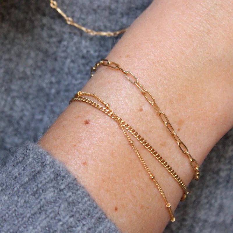 Stellar charm bangles-Fine Paperclip Chain Bracelet