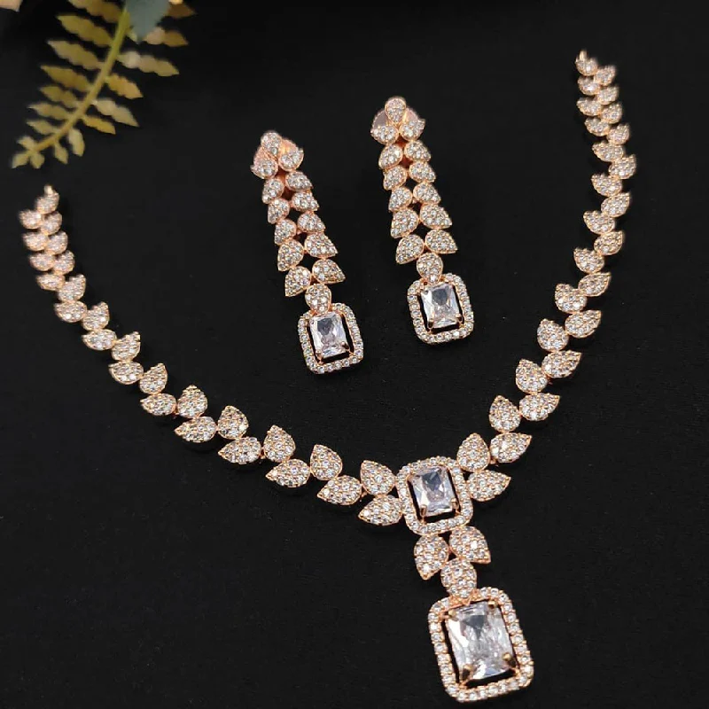 Tide shape necklaces-Manisha Jewellery AD Stone Gold Plated Necklace Set