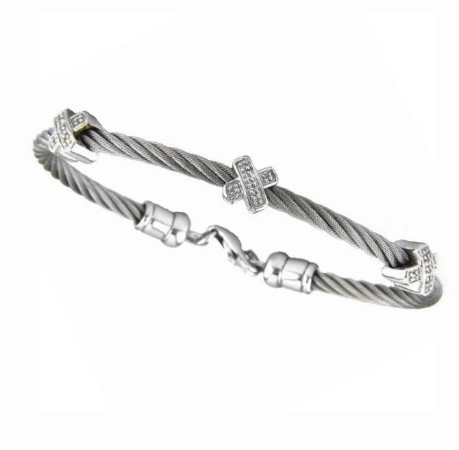 Lily motif bangles-Diamond Cable Bangle