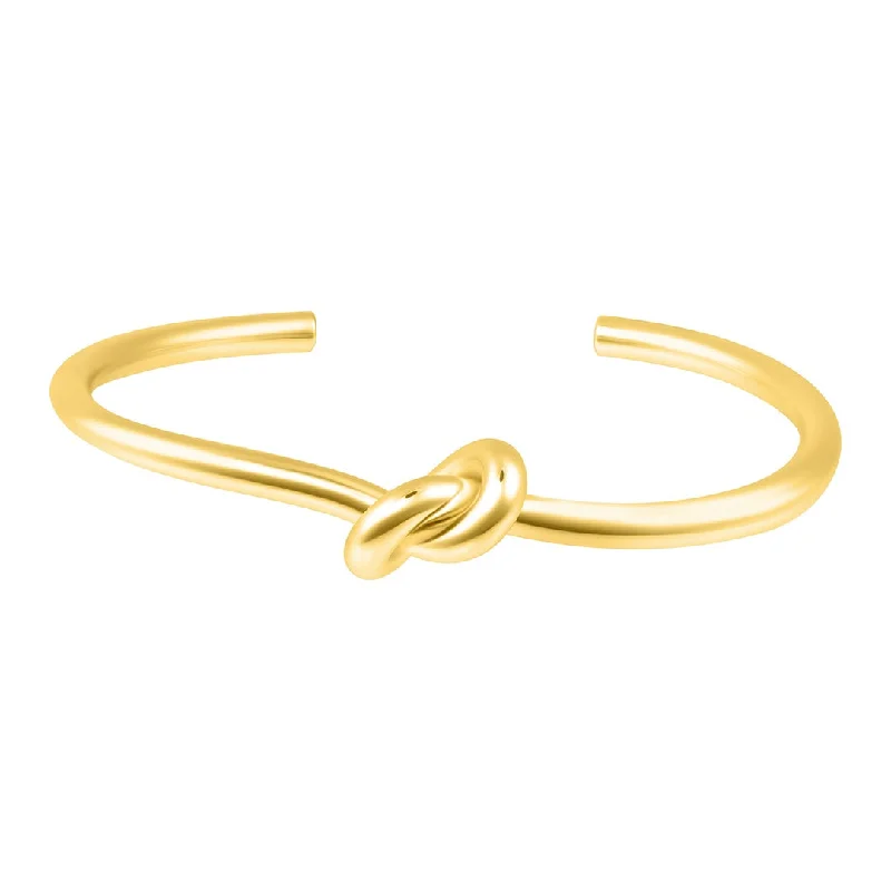 Polished bead bangles-14k Gold Plated Knot Cuff Bracelet