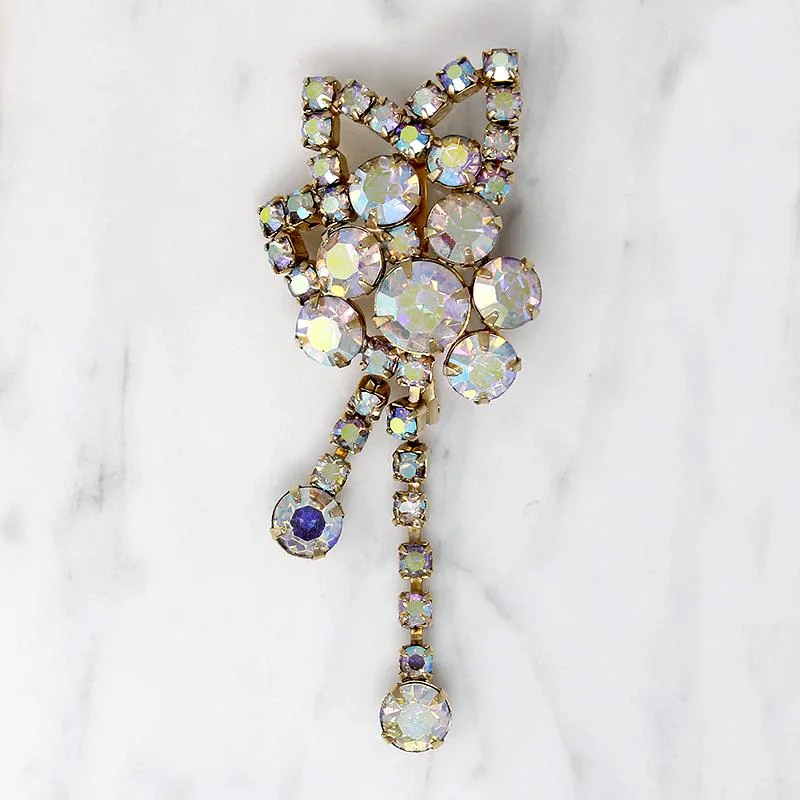 Bow design brooch-Abstract Nosegay Brooch in AB Rhinestones