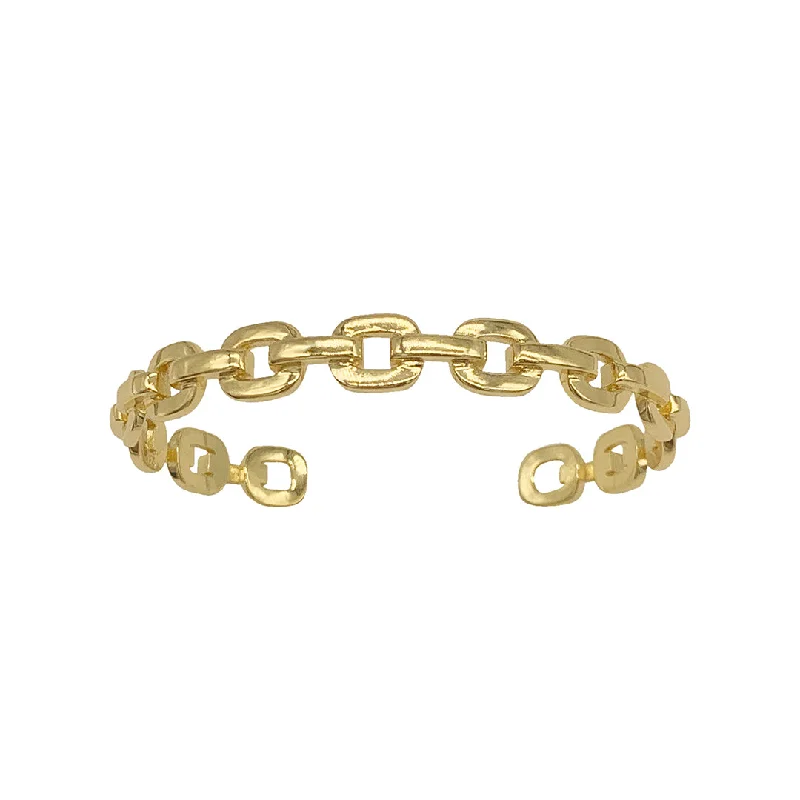 Satin gloss bangles-14k Gold Plated Chain Link Cuff Bracelet