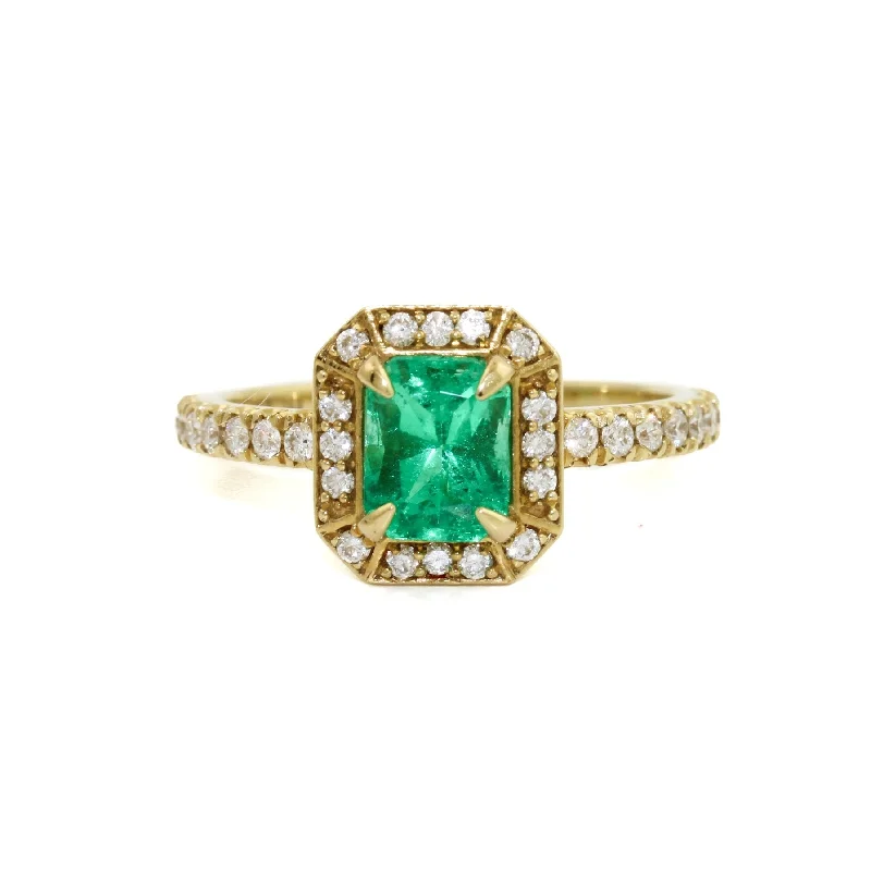 Tri-tone rings-Emerald Micro-pave Diamond Ring