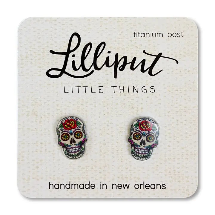 Sleek cross earrings-Lilliput Little Things Sugar Skull Earrings