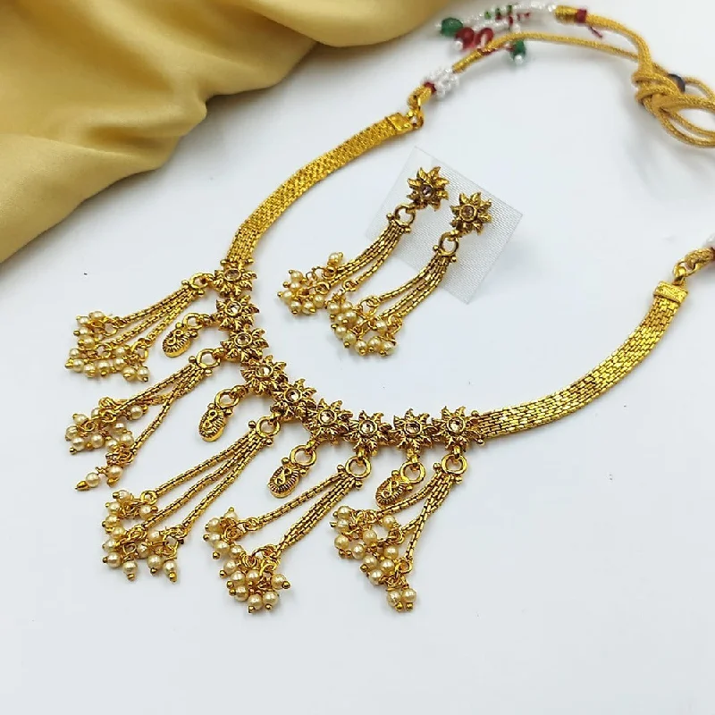 Tie-style necklaces-Akruti Collection Gold Plated Necklace Set