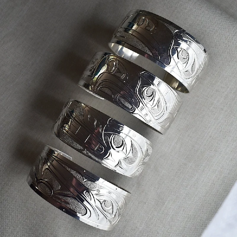 Vintage wrap bangles-Extra Wide Silver Totem Cuff