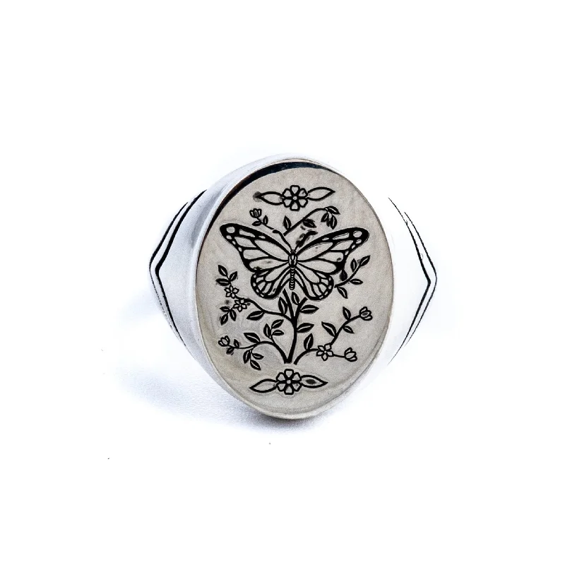 Sapphire inlay rings-Monarch Signet Ring