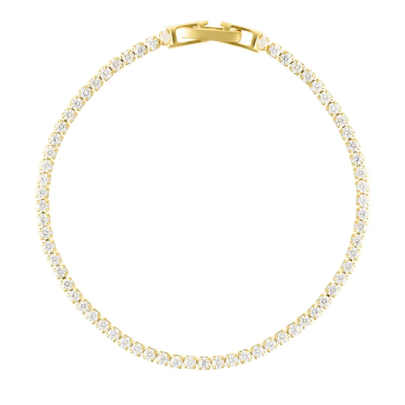 Wide cuff bangles-14k Gold Plated Micro Tennis Bracelet