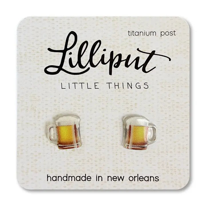 Topaz gem earrings-Lilliput Little Things Beer Mug Earrings