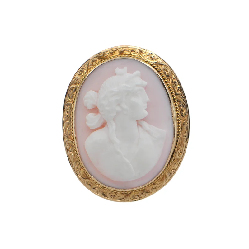 Peace gem brooch-Vintage Luna Cameo 14K Gold Cameo Pendant/Brooch