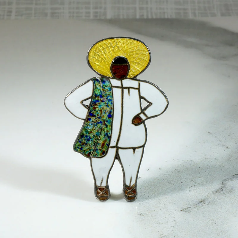 Small star brooch-Handsome Sterling & Enamel Figural Brooch by Margot de Taxco