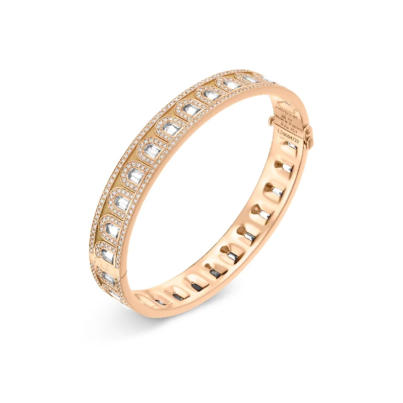 Flat twist bangles-L'Arc Deco Bangle, 18k Rose Gold with DAVIDOR Arch Cut Diamonds and Brilliant Diamonds