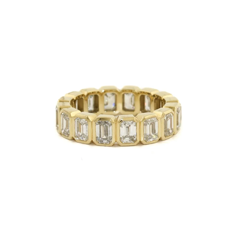 Bead cluster rings-14k Gold Emerald Cut Diamond Eternity Band