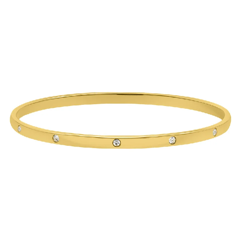 Tri-tone bangles-Tarnish Resistant 14k Gold Plated Bangle Stacker