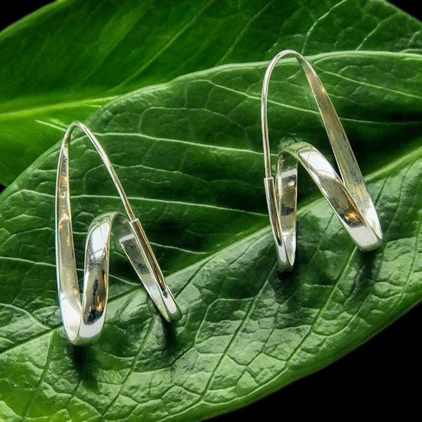 Crystal-twisted earrings-Bumi Earrings - Sterling Silver, Indonesia