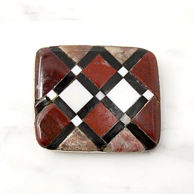 Pure star brooch-Plaid Agate Mosaic Scottish Pebble Brooch