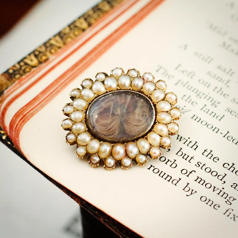 Solid gem brooch-Darling Little Georgian Seed Pearl Fichu Pin Brooch