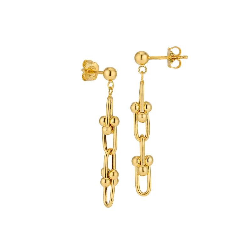 Full moon earrings-14k Gold Designer U-Link Drop Earrings