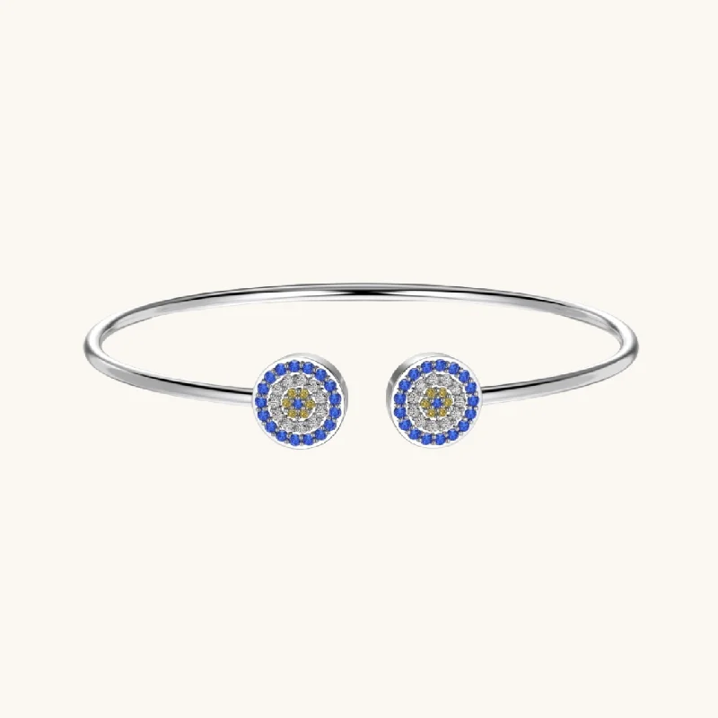 Fine bead bangles-Double Evil Eye Cuff