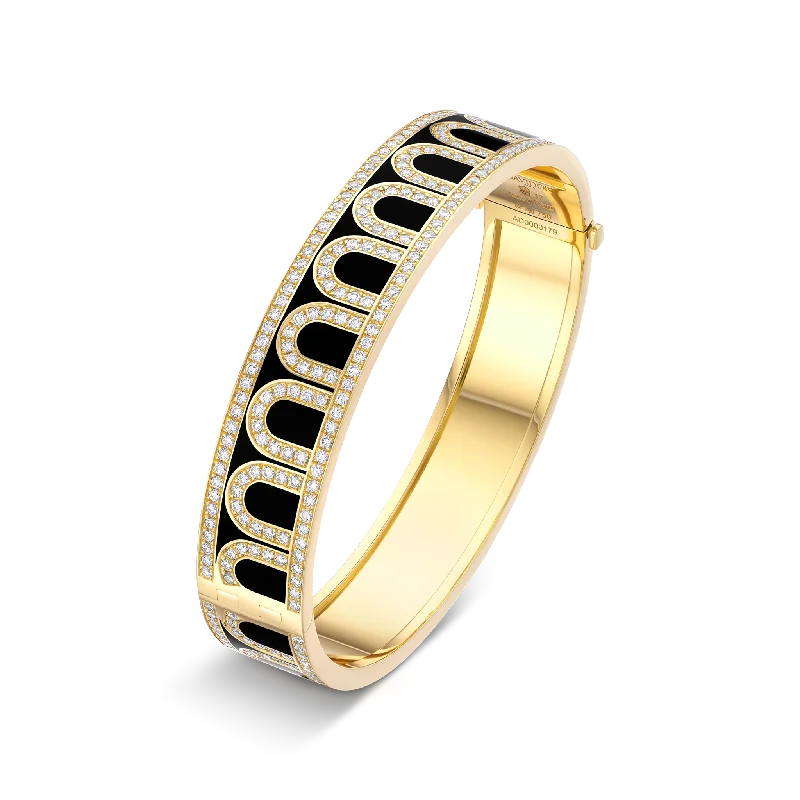 Elastic thread bangles-L'Arc de DAVIDOR Bangle GM, 18k Yellow Gold with Lacquered Ceramic and Palais Diamonds