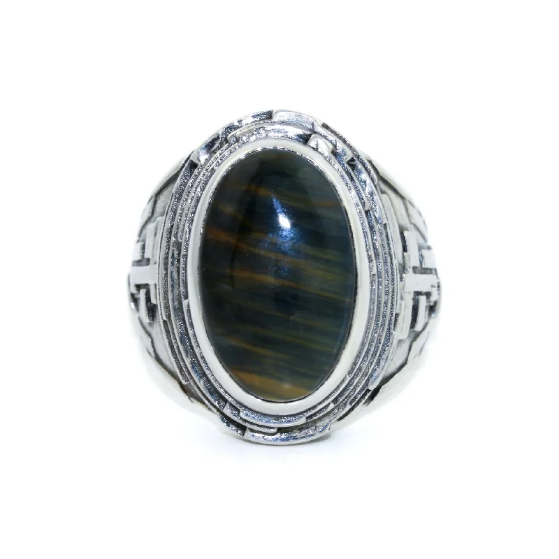 Peace gem rings-"Fractal" Ring x Blue Tiger's Eye”