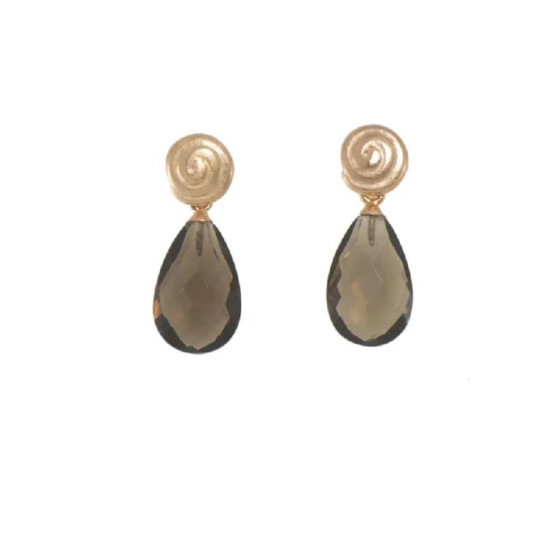 Polished charm earrings-Joyla Smoky Quartz Gratitude Swirl Earrings