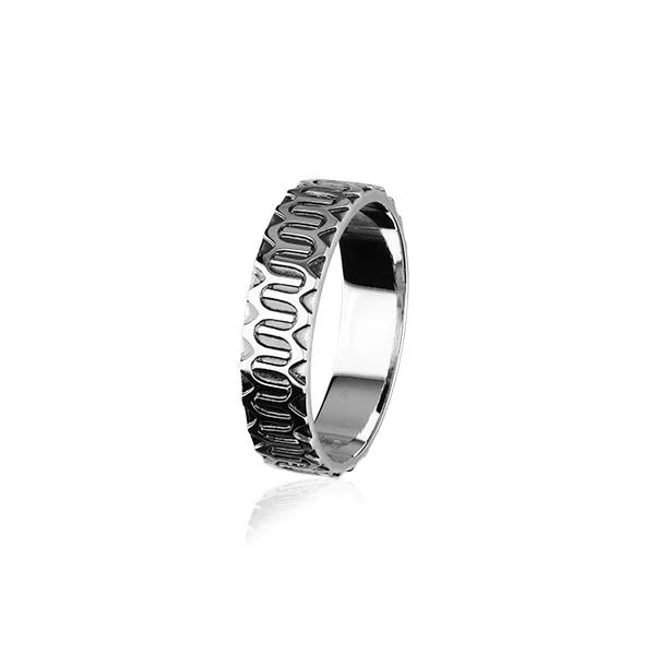 Warm wood rings-Sterling Silver Ring Oxidised with Pattern R38