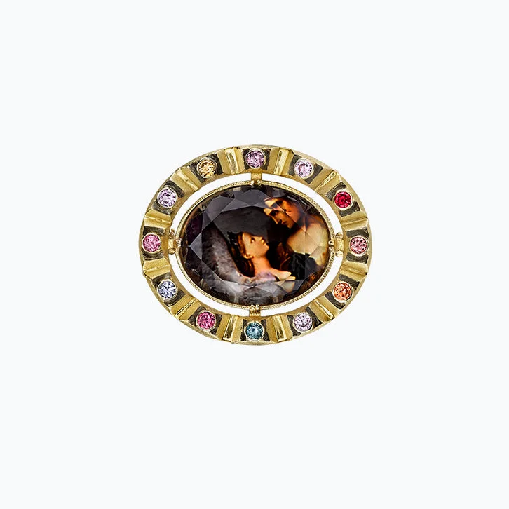 Petal design brooch-Oedipus and The Sphinx by Gustav Moreau Spencer Portrait Brooch & Pendant