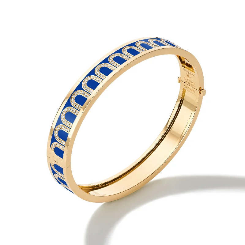 Multi-stone bangles-L'Arc de DAVIDOR Bangle MM, 18k Yellow Gold with Lacquered Ceramic and Arcade Diamonds