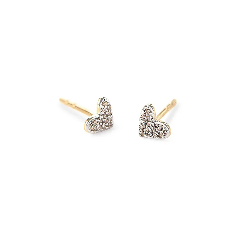 Thick hoop earrings-Kendra Scott Heart 14k Yellow Gold Stud Earrings in White Diamond